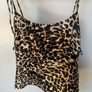 Topshop leopard satin top